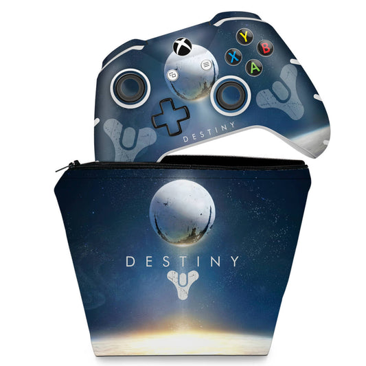 KIT Capa Case e Skin Anti-Rage Xbox One Slim X Controle - Destiny