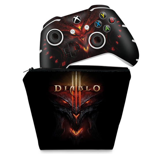 KIT Capa Case e Skin Anti-Rage Xbox One Slim X Controle - Diablo