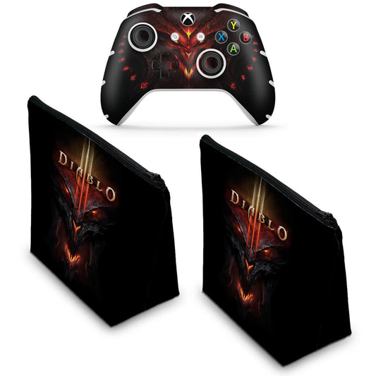 KIT Capa Case e Skin Anti-Rage Xbox One Slim X Controle - Diablo