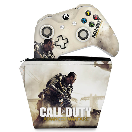 KIT Capa Case e Skin Anti-Rage Xbox One Slim X Controle - Call of Duty Advanced Warfare