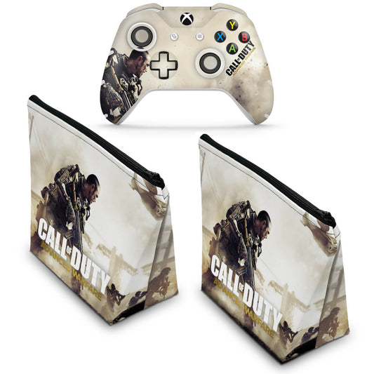 KIT Capa Case e Skin Anti-Rage Xbox One Slim X Controle - Call of Duty Advanced Warfare