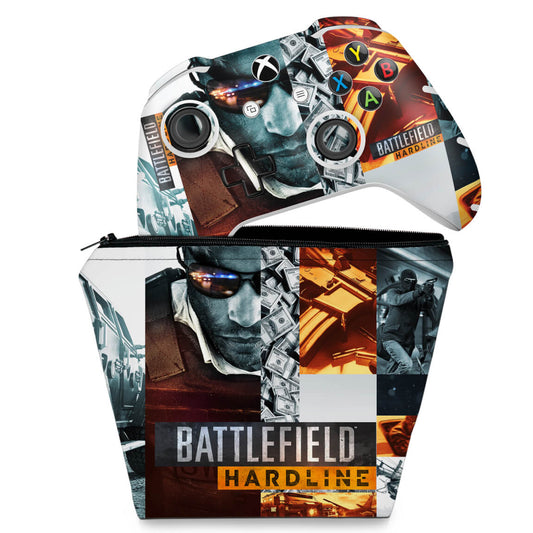KIT Capa Case e Skin Anti-Rage Xbox One Slim X Controle - Battlefield Hardline