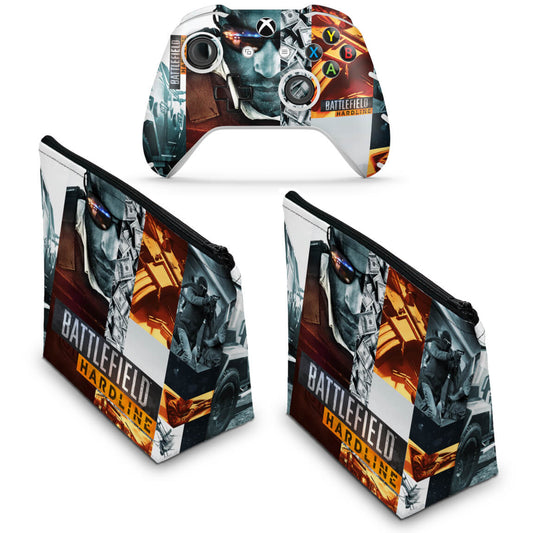 KIT Capa Case e Skin Anti-Rage Xbox One Slim X Controle - Battlefield Hardline