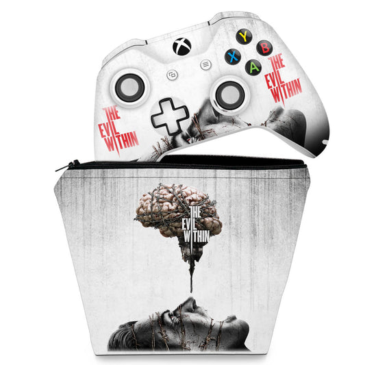 KIT Capa Case e Skin Anti-Rage Xbox One Slim X Controle - The Evil Within