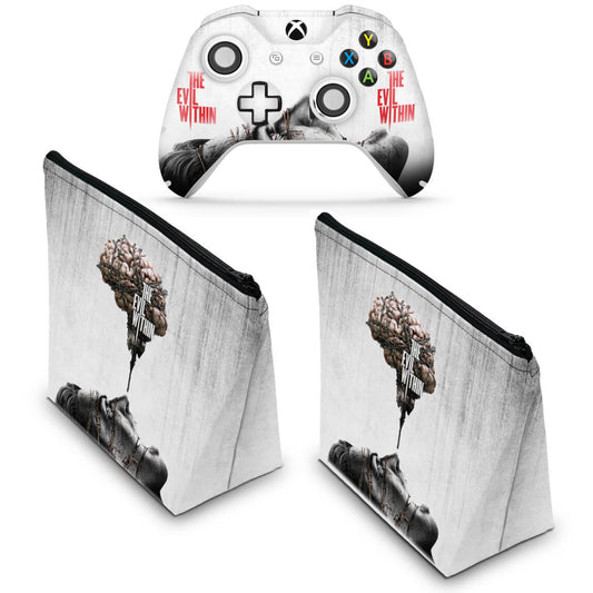 KIT Capa Case e Skin Anti-Rage Xbox One Slim X Controle - The Evil Within