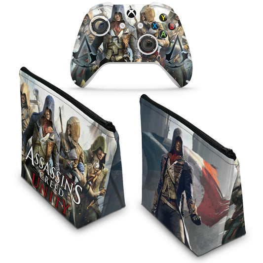 KIT Capa Case e Skin Anti-Rage Xbox One Slim X Controle - Assassins Creed Unity