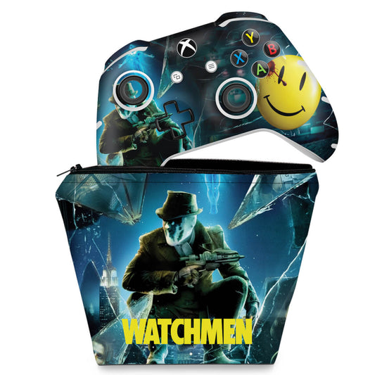 KIT Capa Case e Skin Anti-Rage Xbox One Slim X Controle - Watchmen