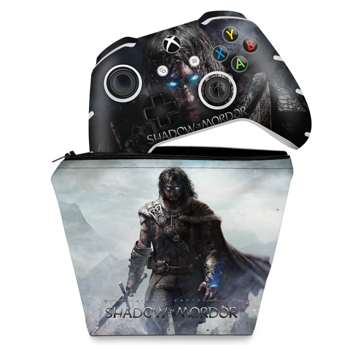 KIT Capa Case e Skin Anti-Rage Xbox One Slim X Controle - Middle Earth: Shadow of Mordor