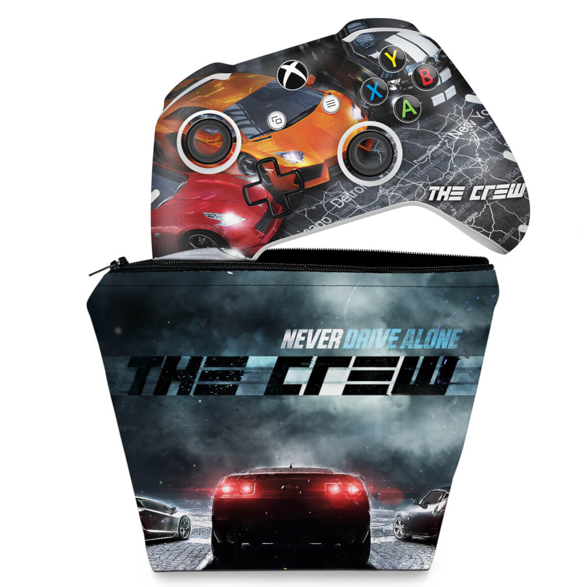 KIT Capa Case e Skin Anti-Rage Xbox One Slim X Controle - The Crew