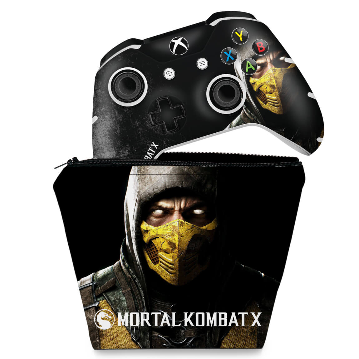KIT Capa Case e Skin Anti-Rage Xbox One Slim X Controle - Mortal Kombat X
