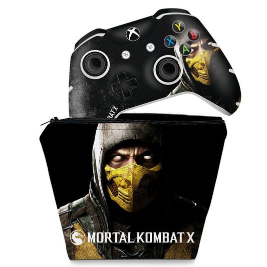 KIT Capa Case e Skin Anti-Rage Xbox One Slim X Controle - Mortal Kombat X