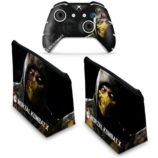 KIT Capa Case e Skin Anti-Rage Xbox One Slim X Controle - Mortal Kombat X