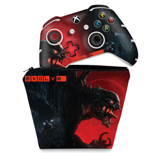 KIT Capa Case e Skin Anti-Rage Xbox One Slim X Controle - Evolve