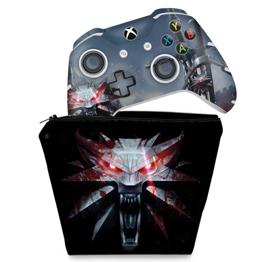 KIT Capa Case e Skin Anti-Rage Xbox One Slim X Controle - The Witcher 3 #A