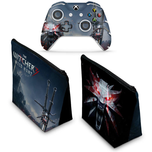 KIT Capa Case e Skin Anti-Rage Xbox One Slim X Controle - The Witcher 3 #A