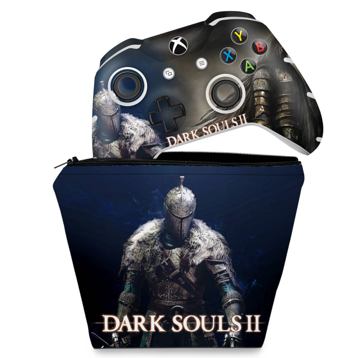 KIT Capa Case e Skin Anti-Rage Xbox One Slim X Controle - Dark Souls II