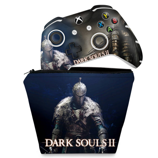 KIT Capa Case e Skin Anti-Rage Xbox One Slim X Controle - Dark Souls II