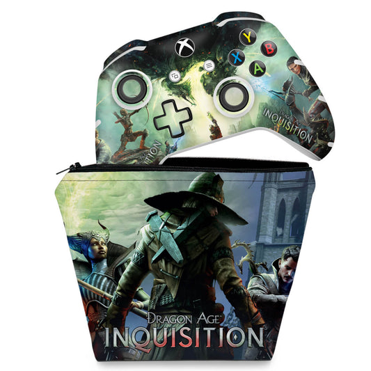 KIT Capa Case e Skin Anti-Rage Xbox One Slim X Controle - Dragon Age Inquisition