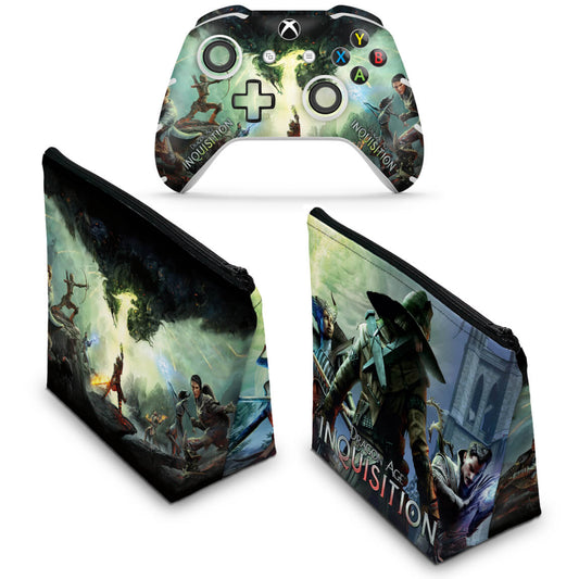 KIT Capa Case e Skin Anti-Rage Xbox One Slim X Controle - Dragon Age Inquisition