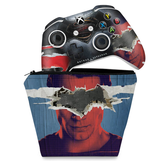 KIT Capa Case e Skin Anti-Rage Xbox One Slim X Controle - Batman Vs Superman
