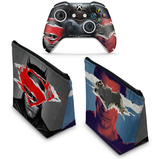 KIT Capa Case e Skin Anti-Rage Xbox One Slim X Controle - Batman Vs Superman