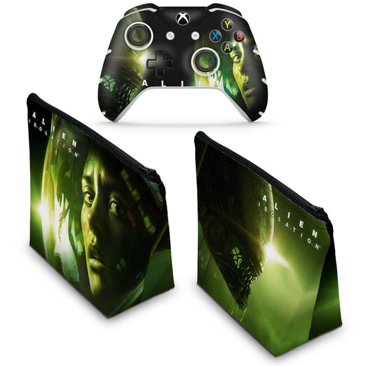KIT Capa Case e Skin Anti-Rage Xbox One Slim X Controle - Alien Isolation