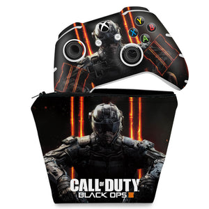 KIT Capa Case e Skin Anti-Rage Xbox One Slim X Controle - Call of Duty Black Ops 3