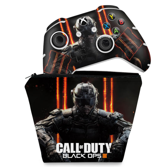 KIT Capa Case e Skin Anti-Rage Xbox One Slim X Controle - Call of Duty Black Ops 3