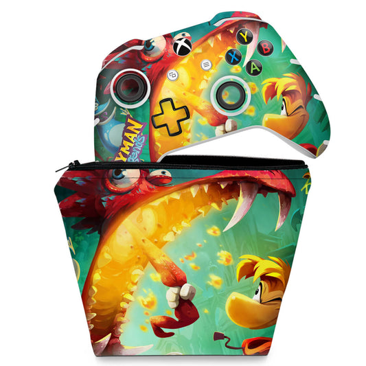 KIT Capa Case e Skin Anti-Rage Xbox One Slim X Controle - Rayman Legends