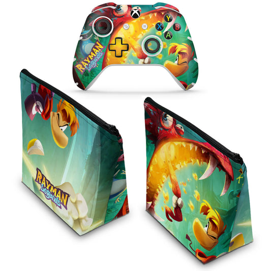 KIT Capa Case e Skin Anti-Rage Xbox One Slim X Controle - Rayman Legends