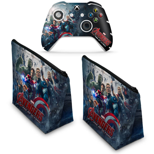 KIT Capa Case e Skin Anti-Rage Xbox One Slim X Controle - Avengers - Age of Ultron