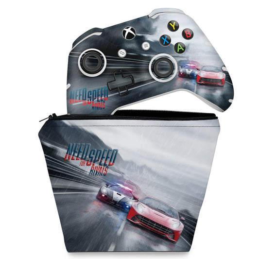 KIT Capa Case e Skin Anti-Rage Xbox One Slim X Controle - Need for Speed Rivals