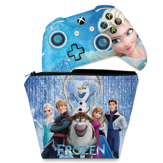 KIT Capa Case e Skin Anti-Rage Xbox One Slim X Controle - Frozen