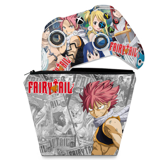KIT Capa Case e Skin Anti-Rage Xbox One Slim X Controle - Fairy Tail