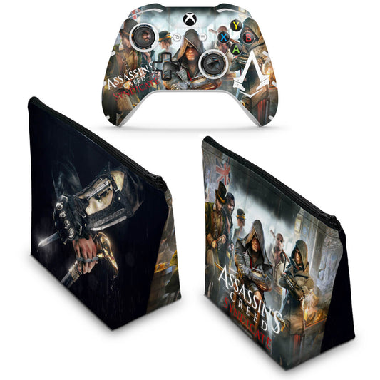 KIT Capa Case e Skin Anti-Rage Xbox One Slim X Controle - Assassin's Creed Syndicate