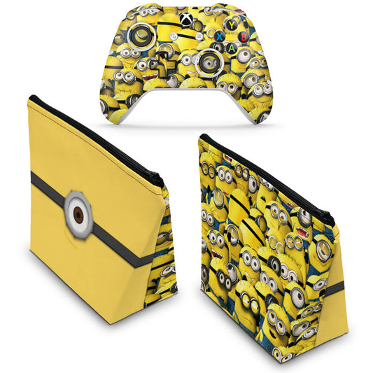KIT Capa Case e Skin Anti-Rage Xbox One Slim X Controle - Minions