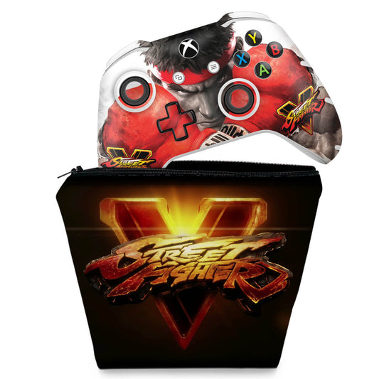 KIT Capa Case e Skin Anti-Rage Xbox One Slim X Controle - Street Fighter V