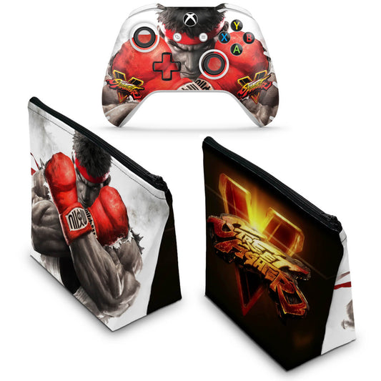 KIT Capa Case e Skin Anti-Rage Xbox One Slim X Controle - Street Fighter V
