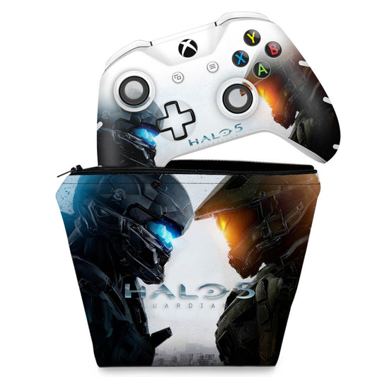 KIT Capa Case e Skin Anti-Rage Xbox One Slim X Controle - Halo 5: Guardians #B