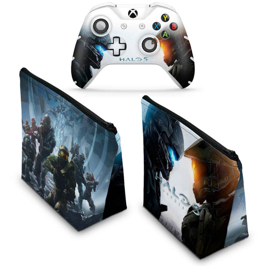 KIT Capa Case e Skin Anti-Rage Xbox One Slim X Controle - Halo 5: Guardians #B