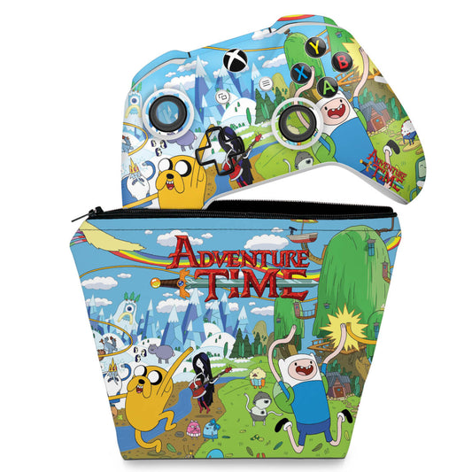KIT Capa Case e Skin Anti-Rage Xbox One Slim X Controle - Hora de Aventura