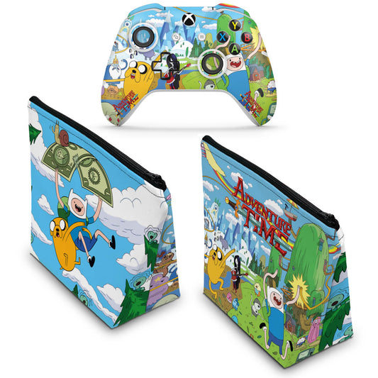 KIT Capa Case e Skin Anti-Rage Xbox One Slim X Controle - Hora de Aventura