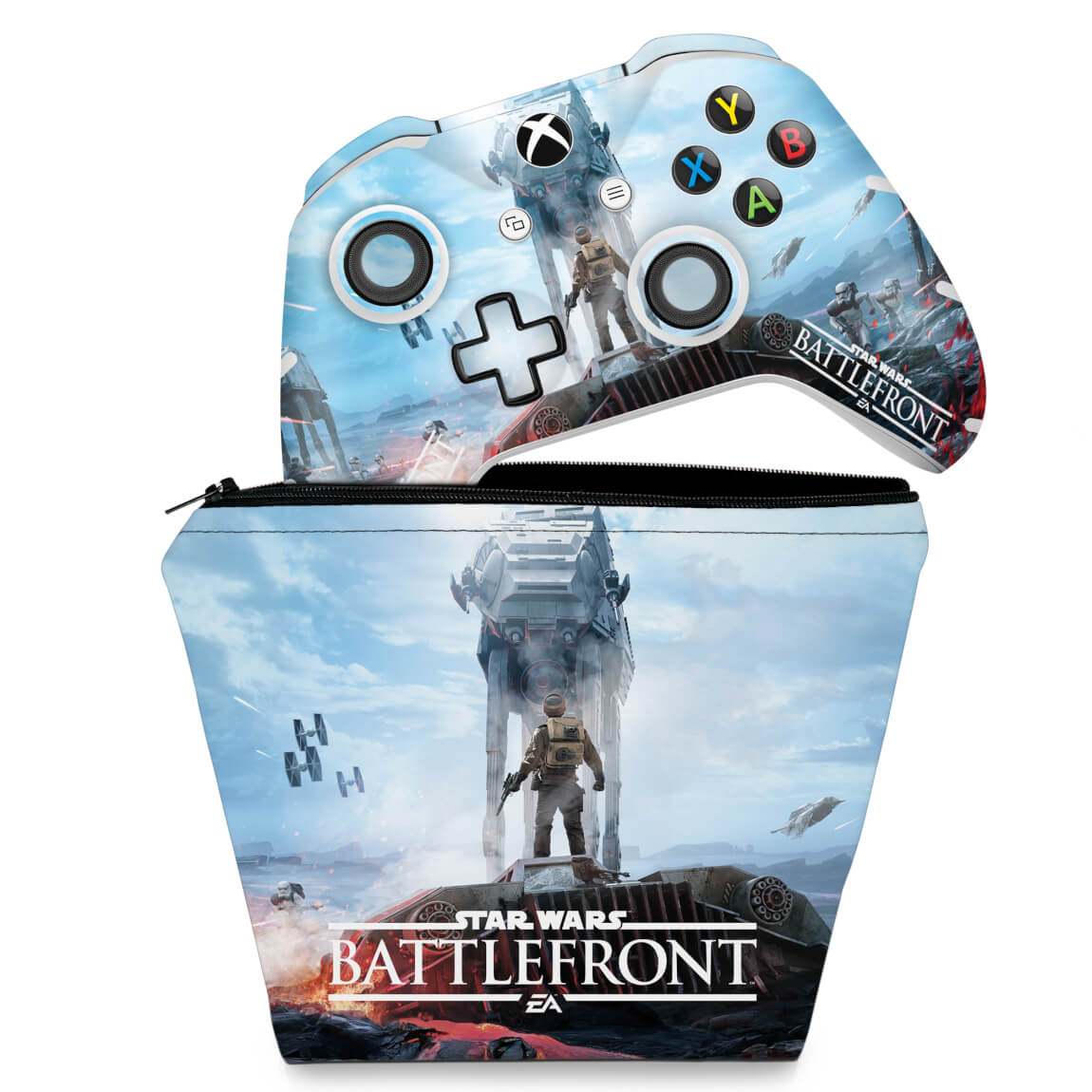 KIT Capa Case e Skin Anti-Rage Xbox One Slim X Controle - Star Wars - Battlefront