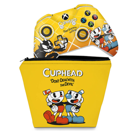 KIT Capa Case e Skin Anti-Rage Xbox One Slim X Controle - Cuphead