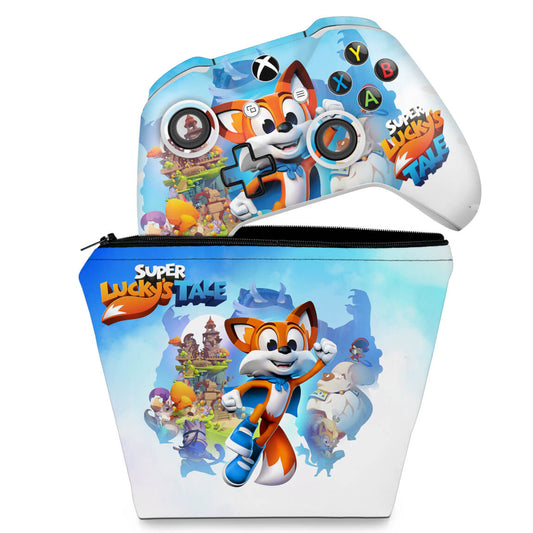 KIT Capa Case e Skin Anti-Rage Xbox One Slim X Controle - Super Lucky's Tale