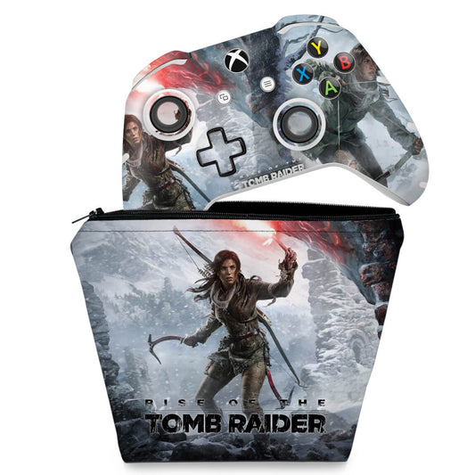 KIT Capa Case e Skin Anti-Rage Xbox One Slim X Controle - Rise of the Tomb Raider