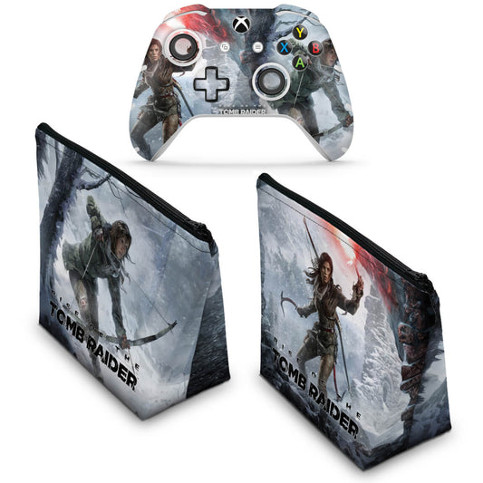KIT Capa Case e Skin Anti-Rage Xbox One Slim X Controle - Rise of the Tomb Raider