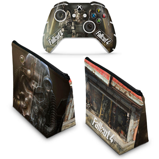 KIT Capa Case e Skin Anti-Rage Xbox One Slim X Controle - Fallout 4