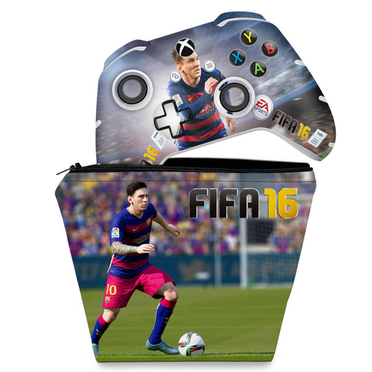KIT Capa Case e Skin Anti-Rage Xbox One Slim X Controle - FIFA 16