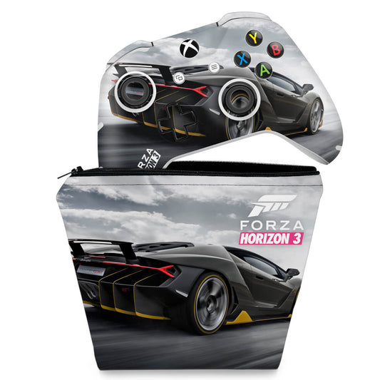 KIT Capa Case e Skin Anti-Rage Xbox One Slim X Controle - Forza Horizon 3